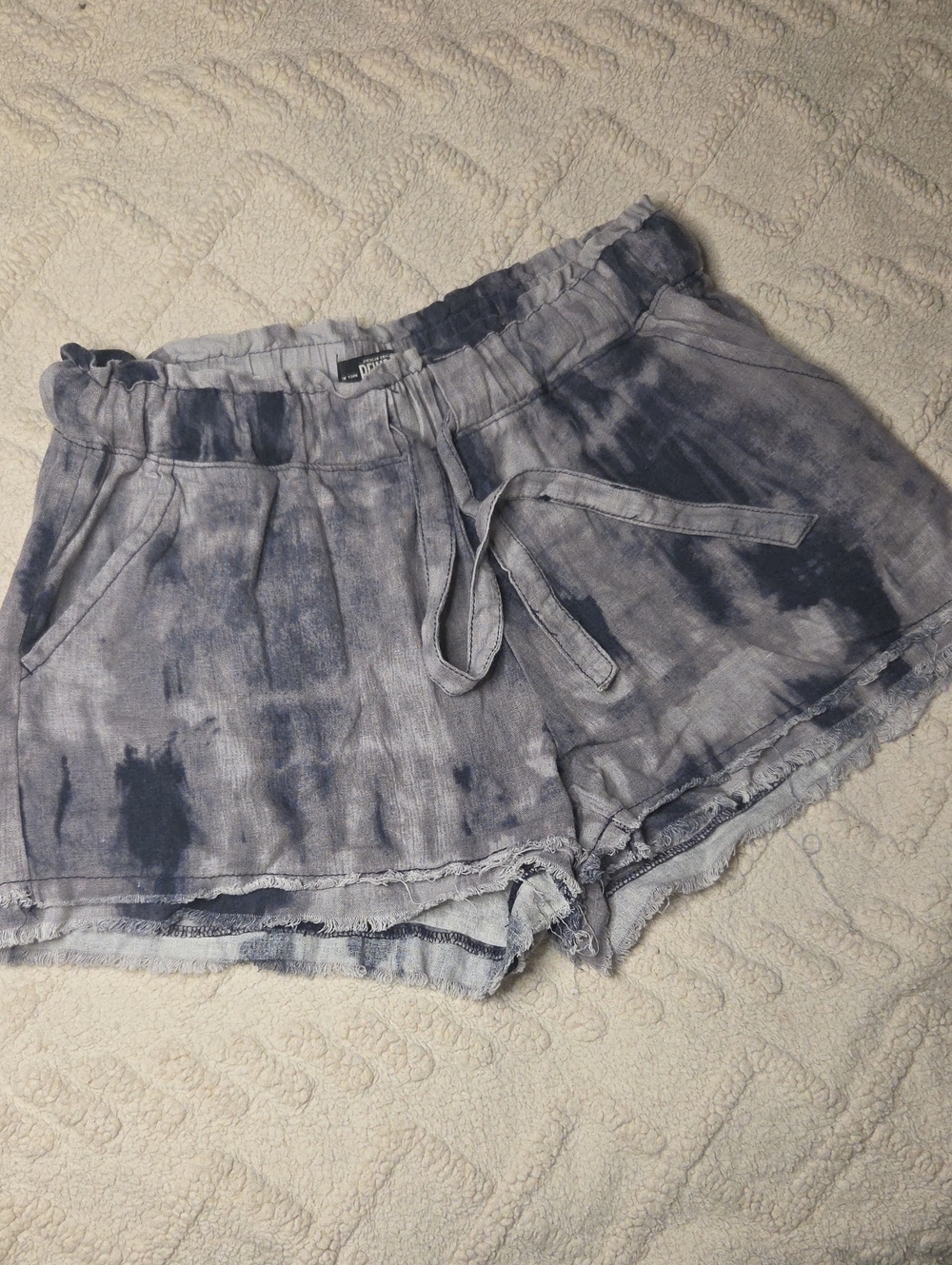 Rewash Women's High Waist Tie-Dye Shorts - Blue Gray